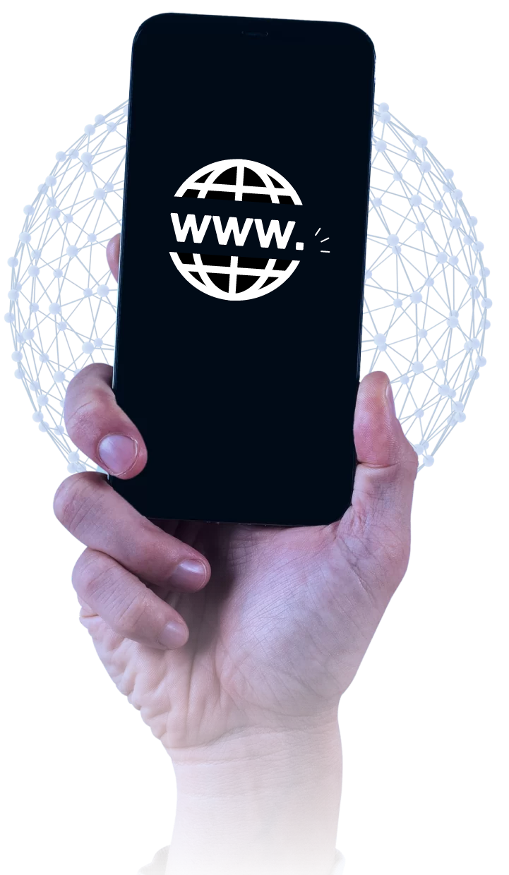 mobile phone screen is showing website icon