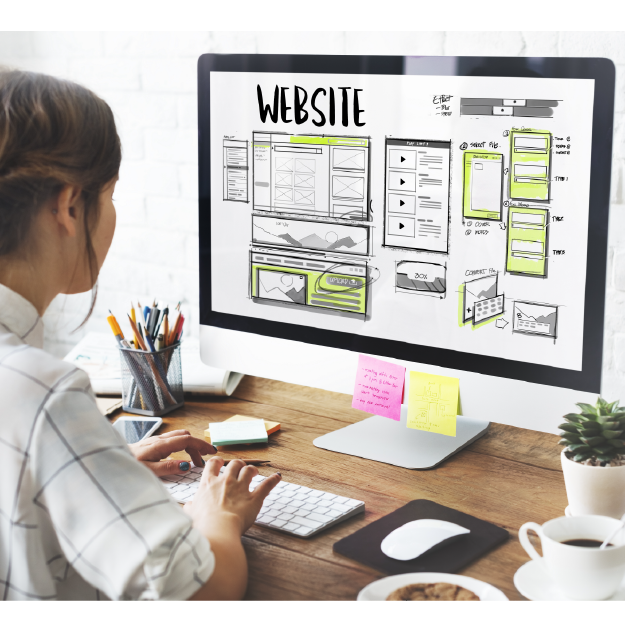 a women is using her computer to use website services
