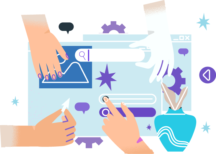 some hands are designing social medias