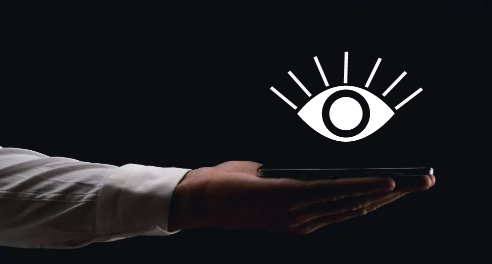 there is a hand with a device that views are coming out of that