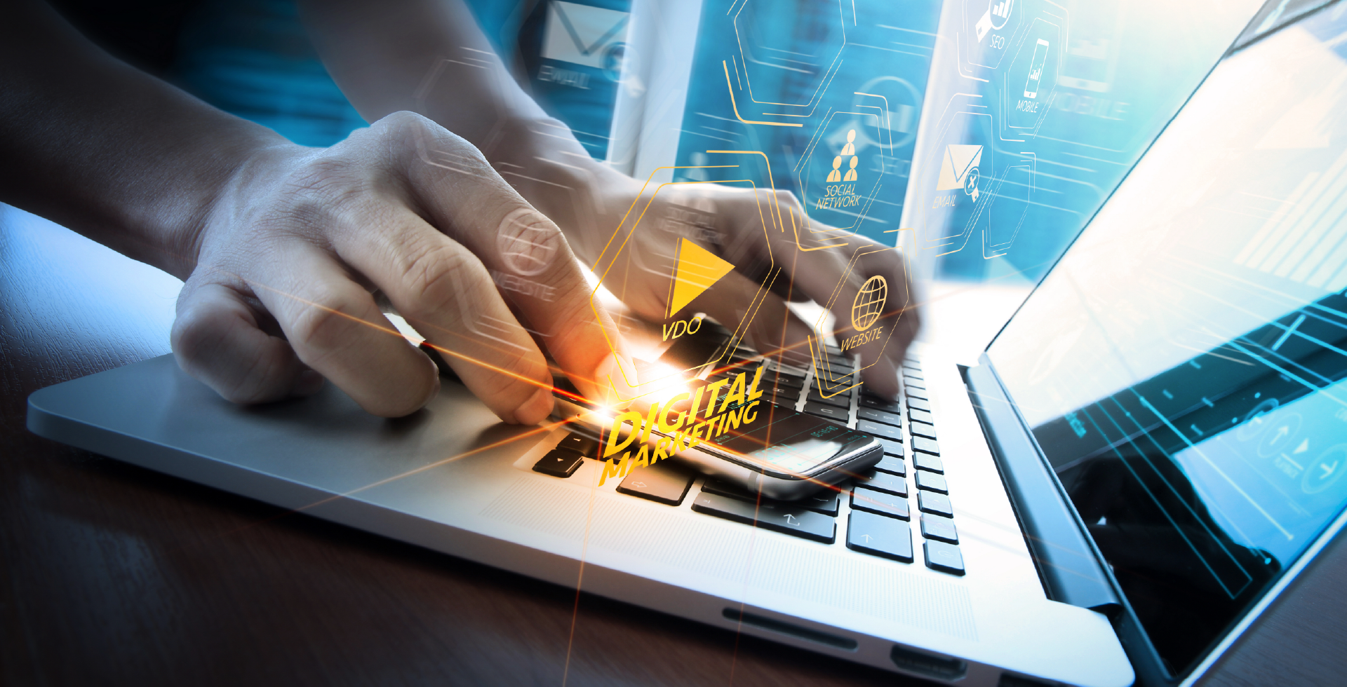 working on laptop for seo and benefits of having online website