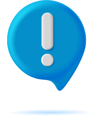 there is a exclamation mark in the blue back ground