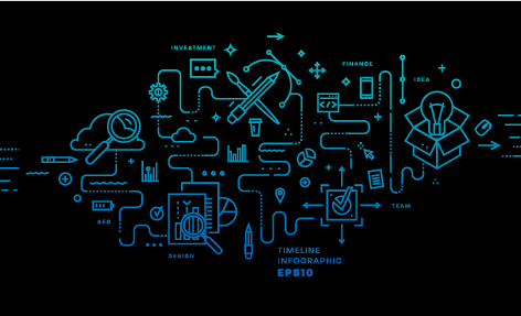 there are many icons in the website like search, idea, design, test, and etc.